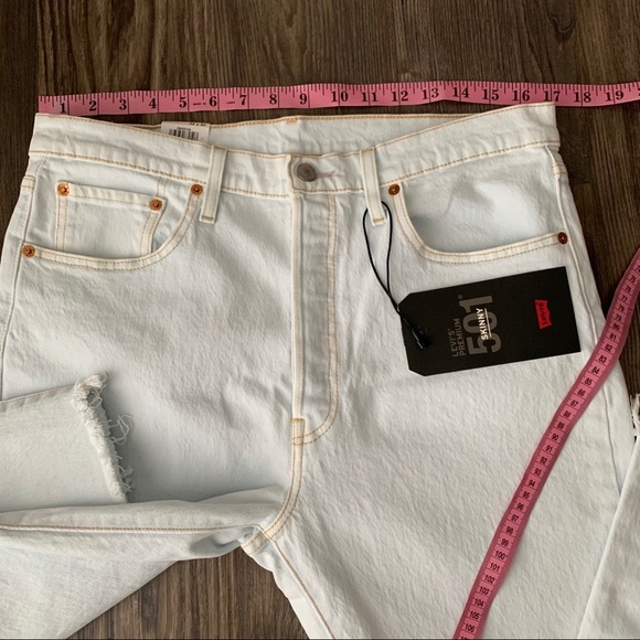 Levi's NEW 501 High Waist Skinny Light Wash Raw Hem Jeans - Picture 10 of 16